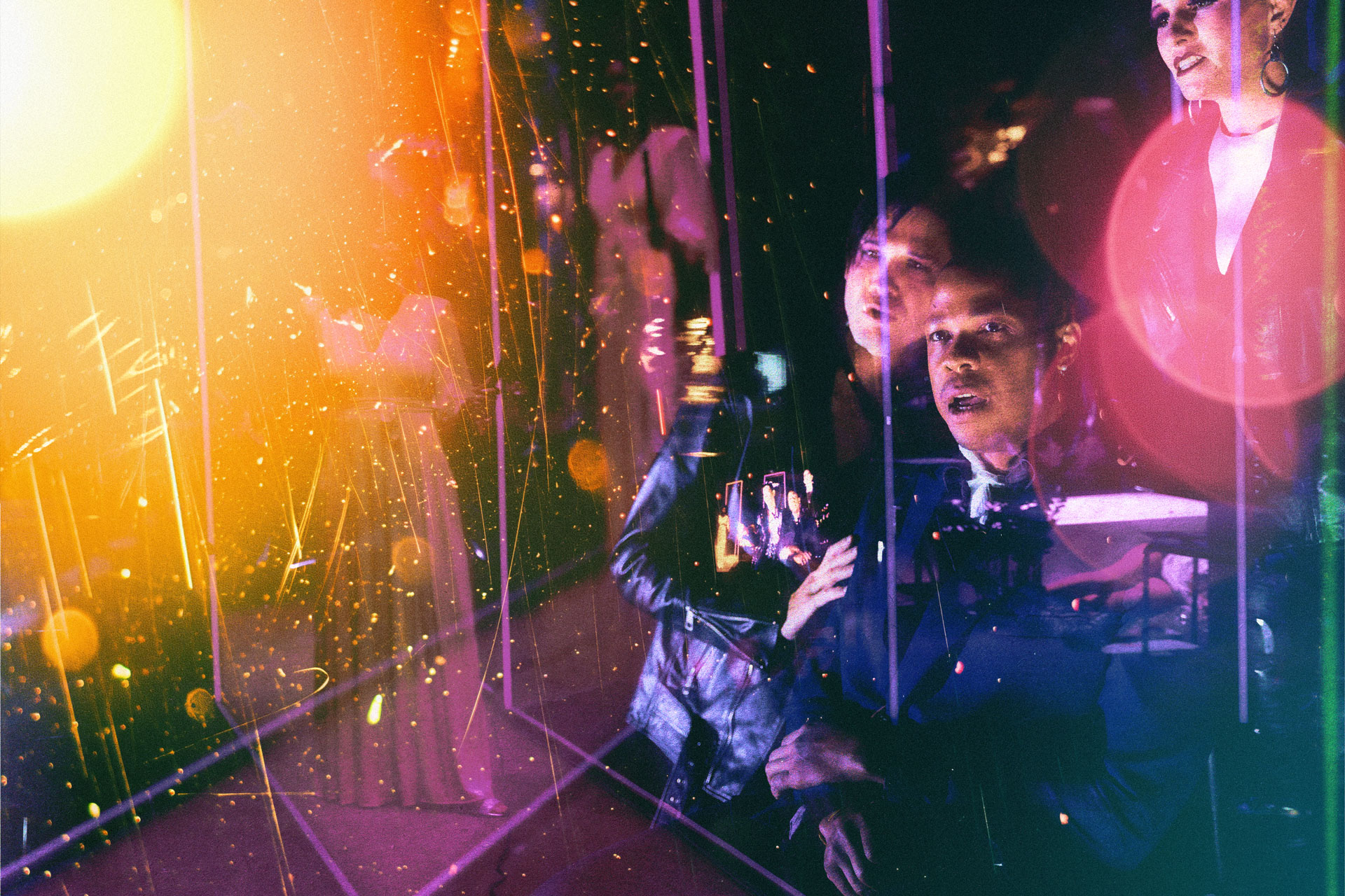 Performers in a futuristic opera.